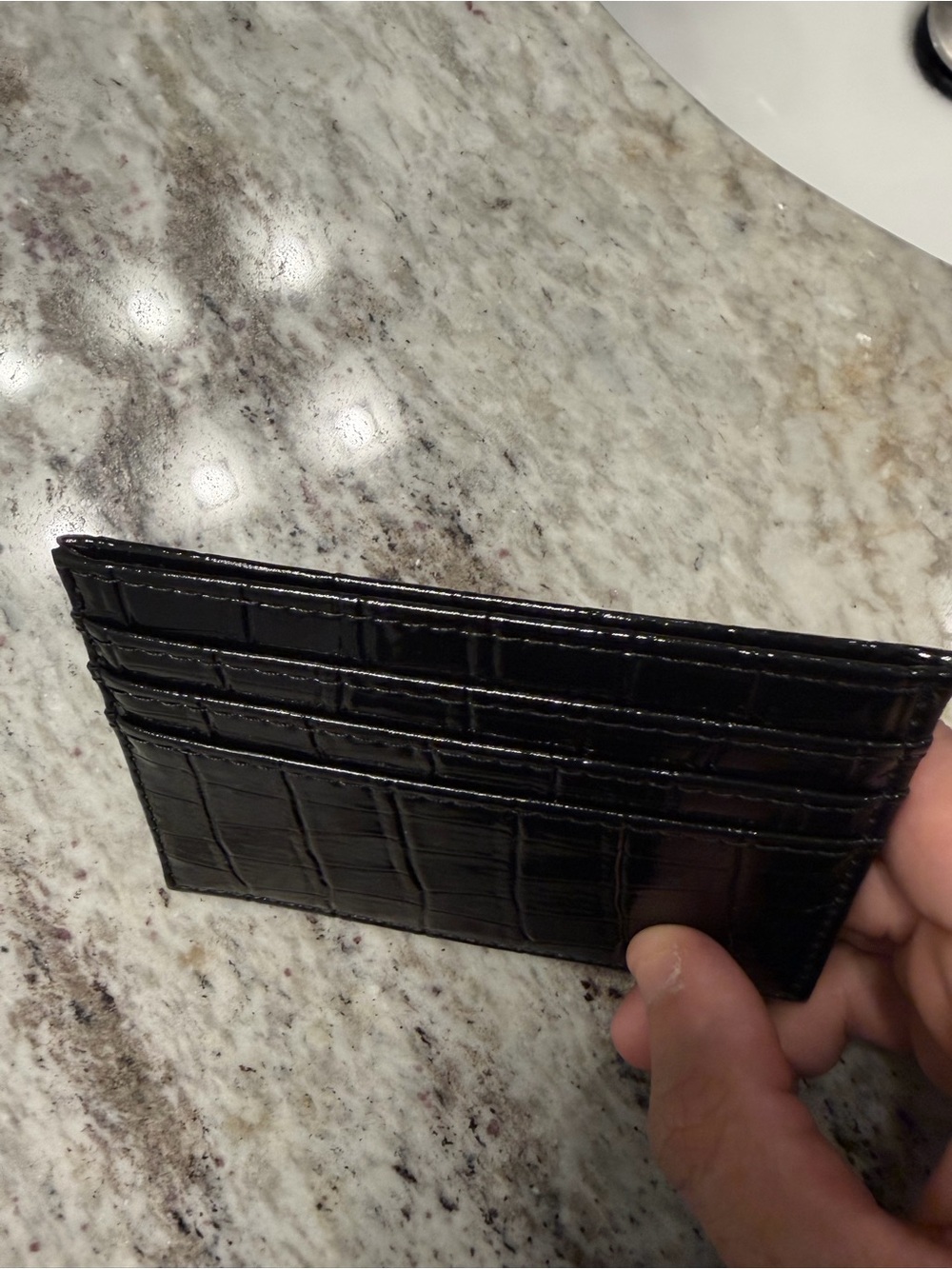 Chrome Hearts Black Croc Embossed Card Case with Silver Fleur Cross - Picture 3 of 3